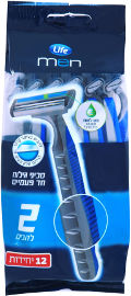 לייף סכיני גילוח חד פעמיים 2 להבים עם פס לחות וויטמין E ולהבים בציפוי קרמי