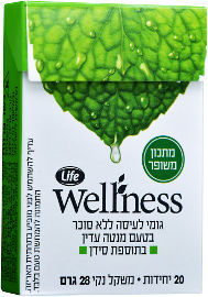 LIFE WELLNESS גומי לעיסה ללא תוספת סוכר בטעם מנטה עדין