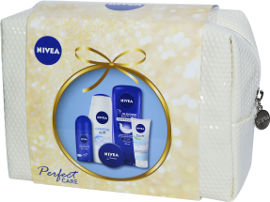 NIVEA תיק טיפוח לאשה המכיל: קרם רחצה + אין שאוור + קרם רב שימושי+ קרם לחות סופט + דאודורנט רול און