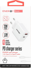 ENERGY מטען קיר מהיר Energy PD20W עם כבל Type-C באורך ‎1.5‎ מטר