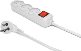 Pure Energy רב שקע 3 יציאות, כבל 1 מטר ומתג,לבן דגם XSS-31 WHITE