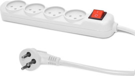 Pure Energy רב שקע 4 יציאות, כבל 1 מטר ומתג,לבן דגם XSS-41 WHITE