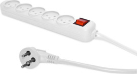 Pure Energy רב שקע 5 יציאות, כבל 1 מטר ומתג,לבן דגם XSS-51 WHITE