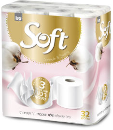 סנו סופט נייר טואלט תלת שכבתי רך וקטיפתי