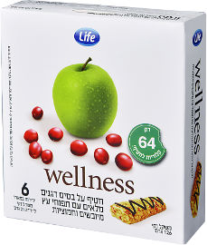 Life Wellness חטיף על בסיס דגנים מלאים עם תפוחי עץ מיובשים וחמוציות
