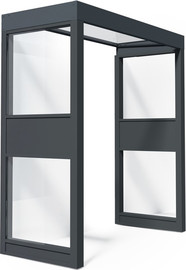 Canopia גגון Sophia אפור שקוף 1X1.6 עם שני קירות צד מבית פלרם - Canopia