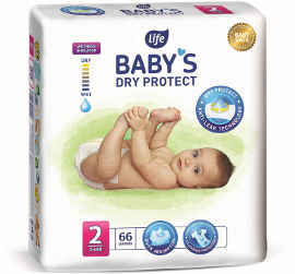 לייף לייף בייביז חיתולים מידה 2 ניו בורן 3-6 ק"ג DRY PROTECT