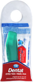 LIFE DENTAL מארז נסיעה: מברשת שיניים מתקפלת+משחת שיניים דנטל פרוטקט מינט