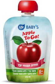 לייף לייף בייביז מחית לתינוק תפוח עץ 6+ חודשים TO GO