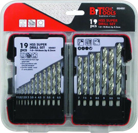 B-Tech סט מקדחי PRO M2 HSS מידות 1-10 מ"מ (כל 0.5) – 19 יח' | B.Tech