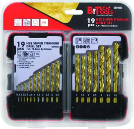 B-Tech סט מקדחי M2 HSS ציפוי טיטניום (כל 0.5) – 19 יח' | B.Tech