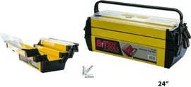 B-Tech ארגז כלים מתכת הרמוניקה 24" – 3 קומות נפתחות + תא שקוף (0501454) | B.Tech