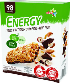 אנרג'י חטיף דגנים עם שברי אגוזים ושוקולד מריר מעולה