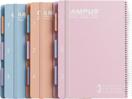 CAMPUS קמפוס מחברת בודדת אינדקס פסטל 3 נושאים שורה