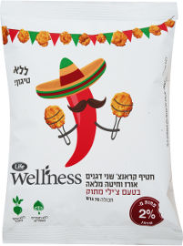 Life Wellness חטיף קראנצ' שני דגנים אורז וחיטה מלאה בטעם צ'ילי מתוק