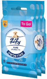 לילי PURE נייר טואלט לח נשטף באסלה מארז TO GO
