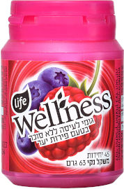 לייף לייף וולנס מסטיק ללא תוספת סוכר בטעם פירות יער