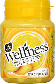 Life Wellness מסטיק ללא סוכר בטעם לימון וג'ינג'ר