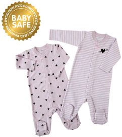 Life BABYS אוברול ורוד לבבות, 0-3 חודשים