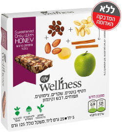 Life Wellness חטיף בוטנים, דבש, שקדים, צימוקים, תפוחים וקינמון