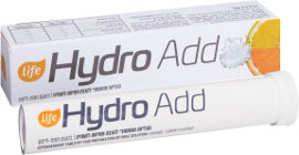 לייף Hydro Add טבליות תוססות להכנת תמיסה לשתייה בטעם תפוז-לימון