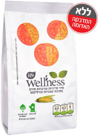 לייף לייף וולנס מיני פריכיות אורגניות תירס בתיבול עגבניות ובזיליקום