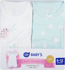 Life BABYS אוברול אננס לבבות 6-12 קיץ