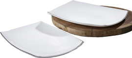 OPAL צלחת הגשה 35X25 ס״מ עם פס כסף OPAL