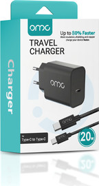 בוקסטייל מטען בית מהיר טייפסי OMC 20W + כבל טייפ סי לטייפ סי