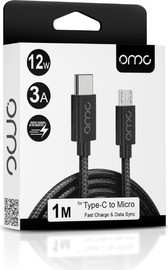 בוקסטייל כבל בד טייפסי למיקרו 1m - omc 12W 3A