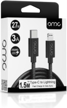 בוקסטייל כבל בד טייפסי לאיפון 1.5m - omc 27W 3A
