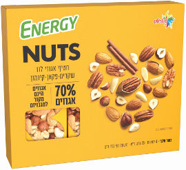 אנרג'י NUTS חטיף אגוזי לוז שקדים פקאן קינמון