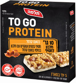 תלמה חטיף בוטנים ושקדים עם חלבון TO GO בציפוי בטעם קרמל