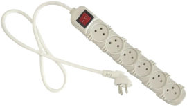 Electro Hanan רב שקע 6 יציאות כולל מפסק וכבל באורך 3 מטר Electro Hanan אלקטרו חנן 5963