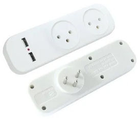 Electro Hanan מפצל 2 יציאות כולל 2 שקעי הטענה Electro Hanan USB אלקטרו חנן 61022