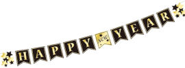 שמחה זה אנחנו באנר HNY שנה חדשה - שחור זהב