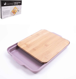 Cucina משטח חיתוך מקצועי עשוי במבוק+כלי קיבול