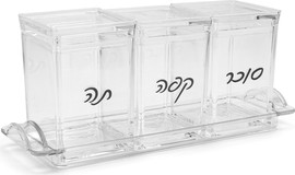 Cucina תה קפה סוכר+מגש קריסטל