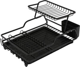 Cucina מייבש כלים 2 קומות אלומיניום שחור