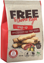 פרי קו-קווים חטיף אפוי עם זיתים ועגבניות