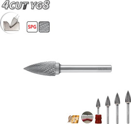 B-Tech פצירת וידיה YG8 4CUT מסתובבת SPG – חרוט חד | B.Tech
