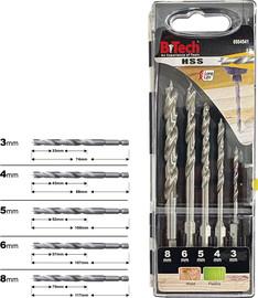 B-Tech סט מקדחי לעץ M2 HSS לאימפקט HEX 1/4" – 5 יח' | B.Tech