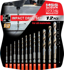 B-Tech סט מקדחי אימפקט HSS M2 SUPER 12 יח' מידות 2.0-10.0 מ"מ | B.Tech