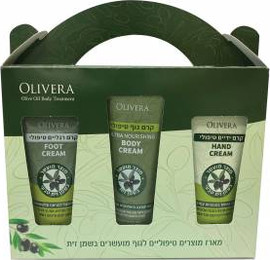 Olive מארז טיפוח לגוף מועשר בשמן זית - קרם גוף, קרם רגליים וקרם ידיים