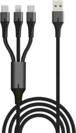 Miracase כבל משולב המתפצל ל-3 חיבורים: TYPE-C, LIGHTNING, MICRO USB