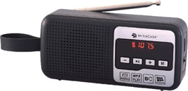 Miracase רדיו FM דיגיטלי עם BLUETHOOTH וטעינה סולארית בצבע כסף-שחור