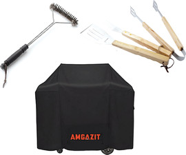 Amgazit סט אביזרים לגריל גז 34 מבערים כיסוי + סט כלים + מברשת ניקוי Amgazit אמגזית 71003
