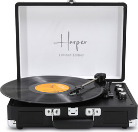 HARPER פטיפון 5.4 BT + רדיו מזוודה רמקולים 10W מובנים, שחור דגם HENDRIX-BLACK מבית HARPER