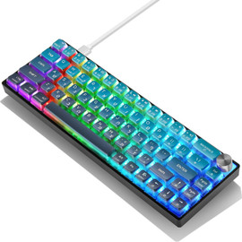 SKYLOONG מקלדת מכאנית קומפקטית עם תאורת RGB, צבע כחול דגם GK-61-PRO-Blue Pudding
