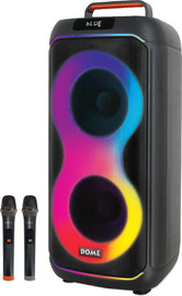 Dome בידורית BOOMIX-62 2000W דאבל 6.5 עם 2 מיקרופונים אלחוטיים שחור דום DOME